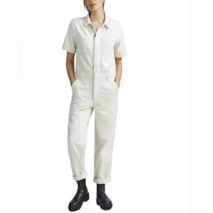 Everlane The Short Sleeve Denim Coverall in Bone Jumpsuit